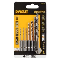 DeWalt Black & Gold High Speed Steel Impact Ready Drill Bit Set Hex Shank 7 Pc