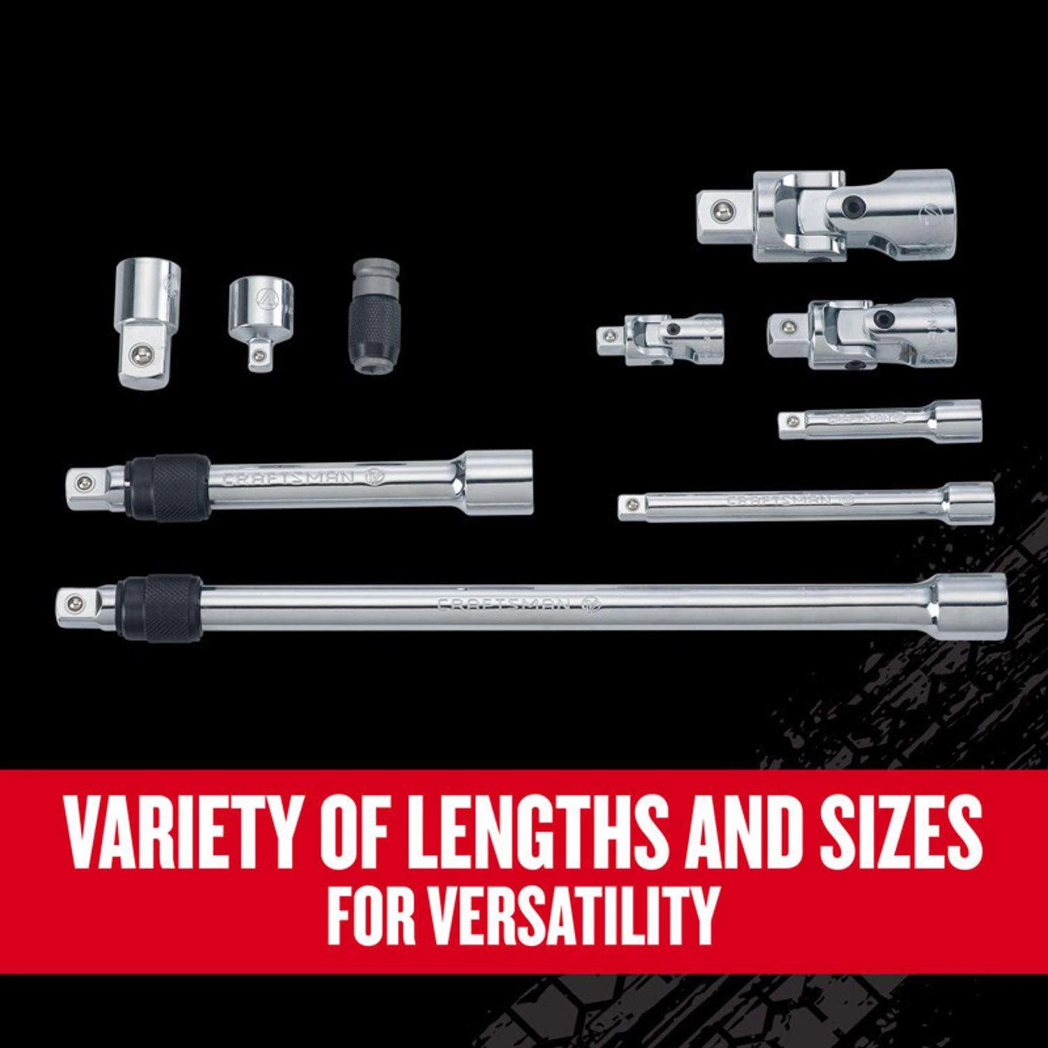 Craftsman V-Series 1/4, 3/8 And 1/2 In. Drive Socket Accessory Set 10 Pc 5 Craftsman V-Series 1/4, 3/8 And 1/2 In. Drive Socket Accessory Set 10 Pc - Image 5