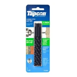 Tapcon 3/16 In. X 4-1/2 In. L Carbide Tipped Concrete Drill Bit Set Straight Shank 4 Pk
