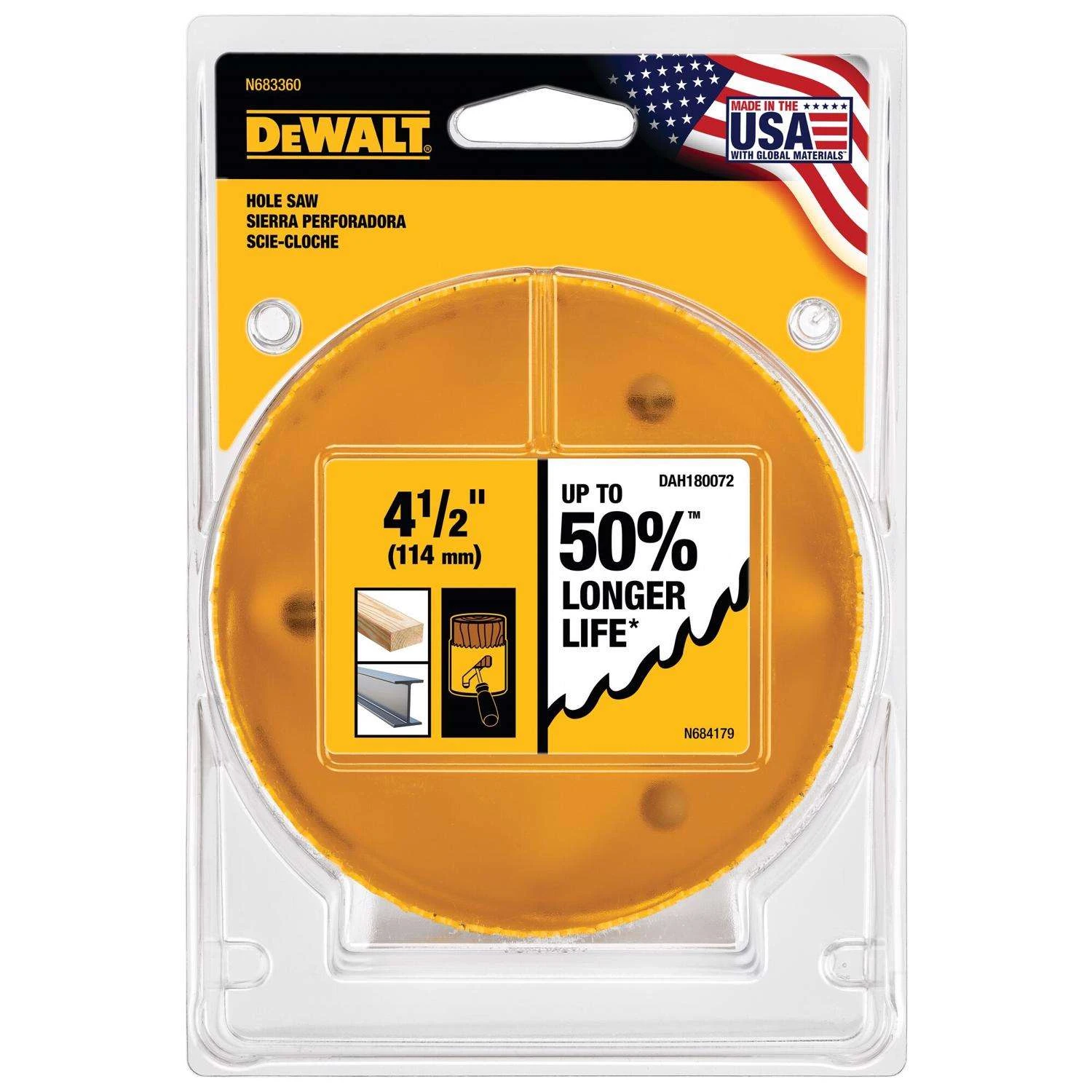 DeWalt 4-1/2 In. Bi-Metal Hole Saw 1 Pk 1 DeWalt 4-1/2 In. Bi-Metal Hole Saw 1 Pk