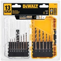 DeWalt Black & Gold High Speed Steel Split Point Drill Bit Set 3-Flat Shank 13 Pc