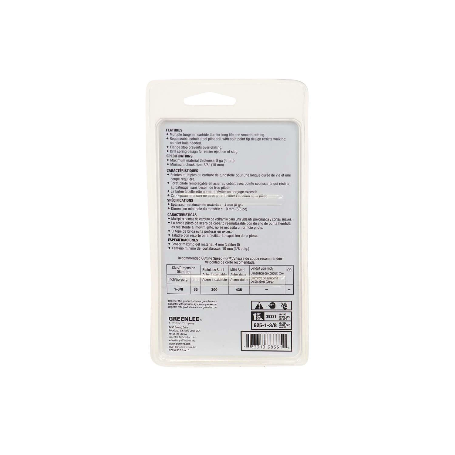 GREENLEE 1-3/8 In. Carbide Tipped Hole Cutter 1 Pc 4 GREENLEE 1-3/8 In. Carbide Tipped Hole Cutter 1 Pc - Image 4