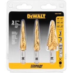 DeWalt Impact Ready Titanium Nitride Coated Step Drill Bit Set Hex Shank 3 Pc