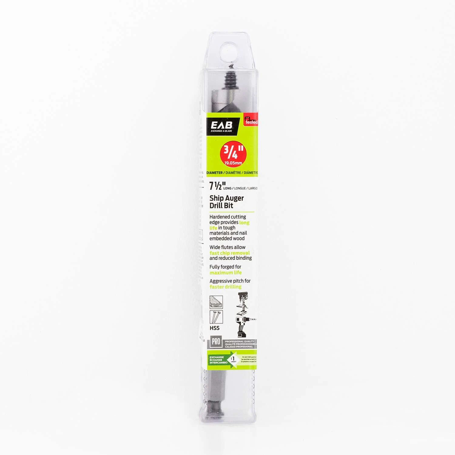 Exchange-A-Blade 3/4 In. X 7-1/2 In. L High Speed Steel Wood Ship Auger Drill Bit 1 Pk 2 Exchange-A-Blade 3/4 In. X 7-1/2 In. L High Speed Steel Wood Ship Auger Drill Bit 1 Pk - Image 2