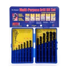 ARTU Tungsten Carbide Tipped Drill Bit Set Round Shank 13 Pc