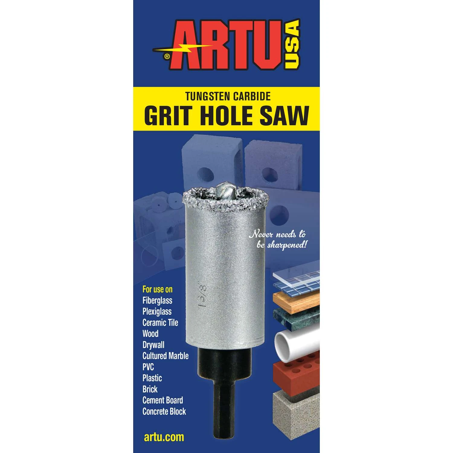 ARTU 1-3/4 In. Carbide Grit Hole Saw Arbor 1 Pc 3 ARTU 1-3/4 In. Carbide Grit Hole Saw Arbor 1 Pc - Image 3