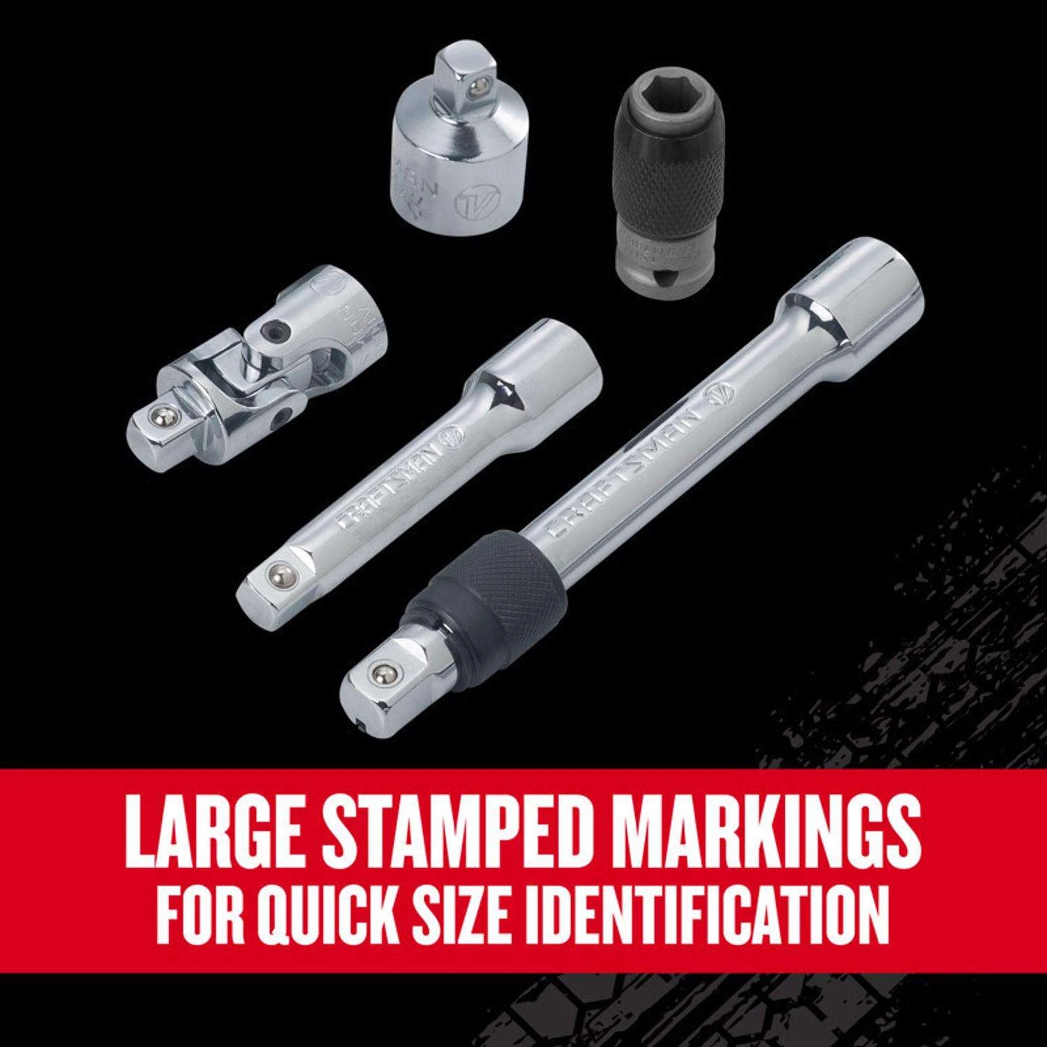 Craftsman V-Series 1/4, 3/8 And 1/2 In. Drive Socket Accessory Set 10 Pc 4 Craftsman V-Series 1/4, 3/8 And 1/2 In. Drive Socket Accessory Set 10 Pc - Image 4