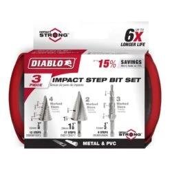 Diablo M2 Steel Step Drill Bit Set Hex Shank 3 Pc