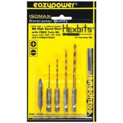 Eazypower Isomax M2 Steel Jobbers Length Drill Bit Set Hex Shank 4 Pc
