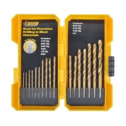 Steel Grip Titanium Drill Bit Set Straight Shank 17 Pc
